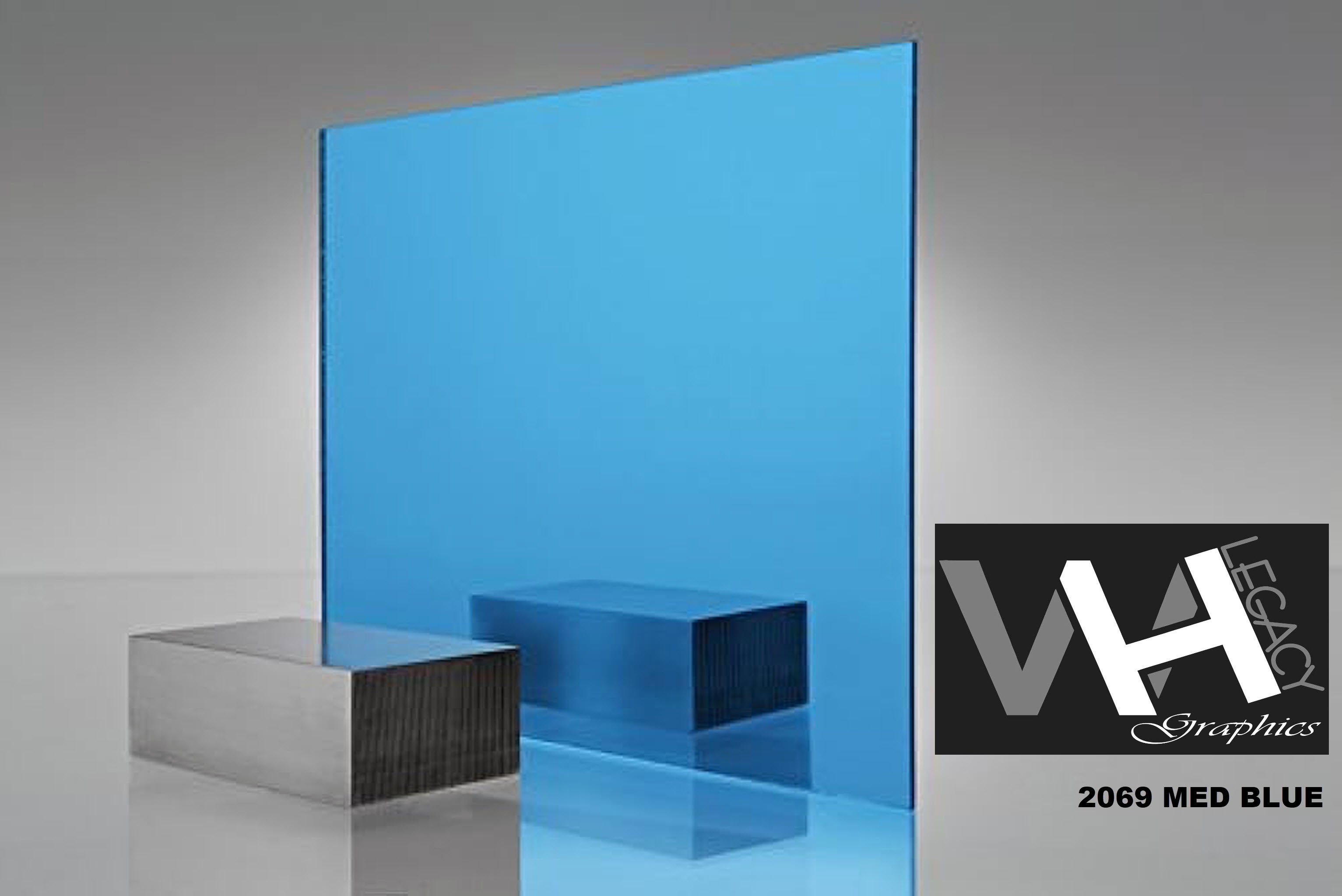 2069 Med Blue Blank Mirrored Acrylic Sheet - 12 IN X 24 IN