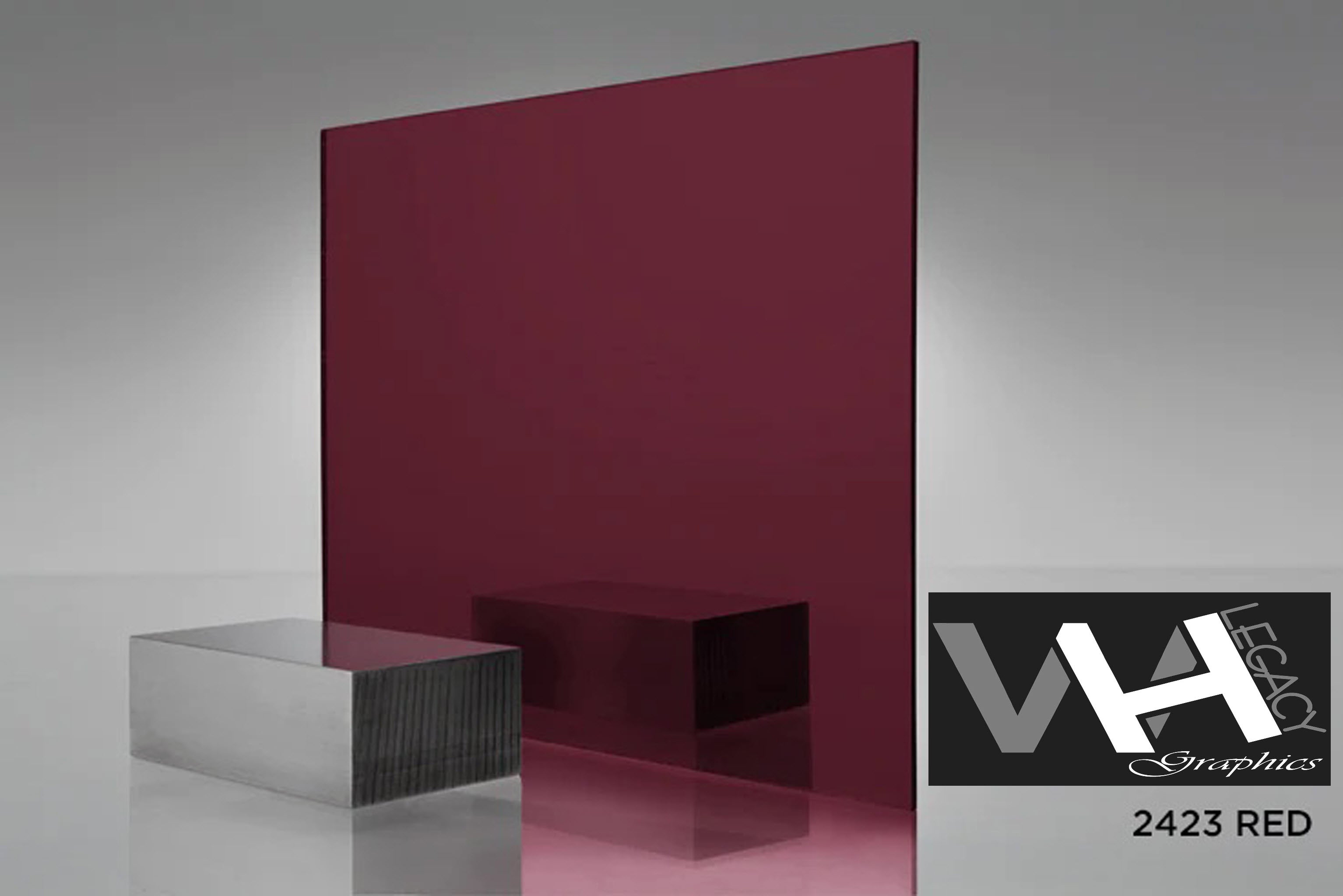 2423 Dark Red Blank Mirrored Acrylic Sheet - 12 IN X 24 IN