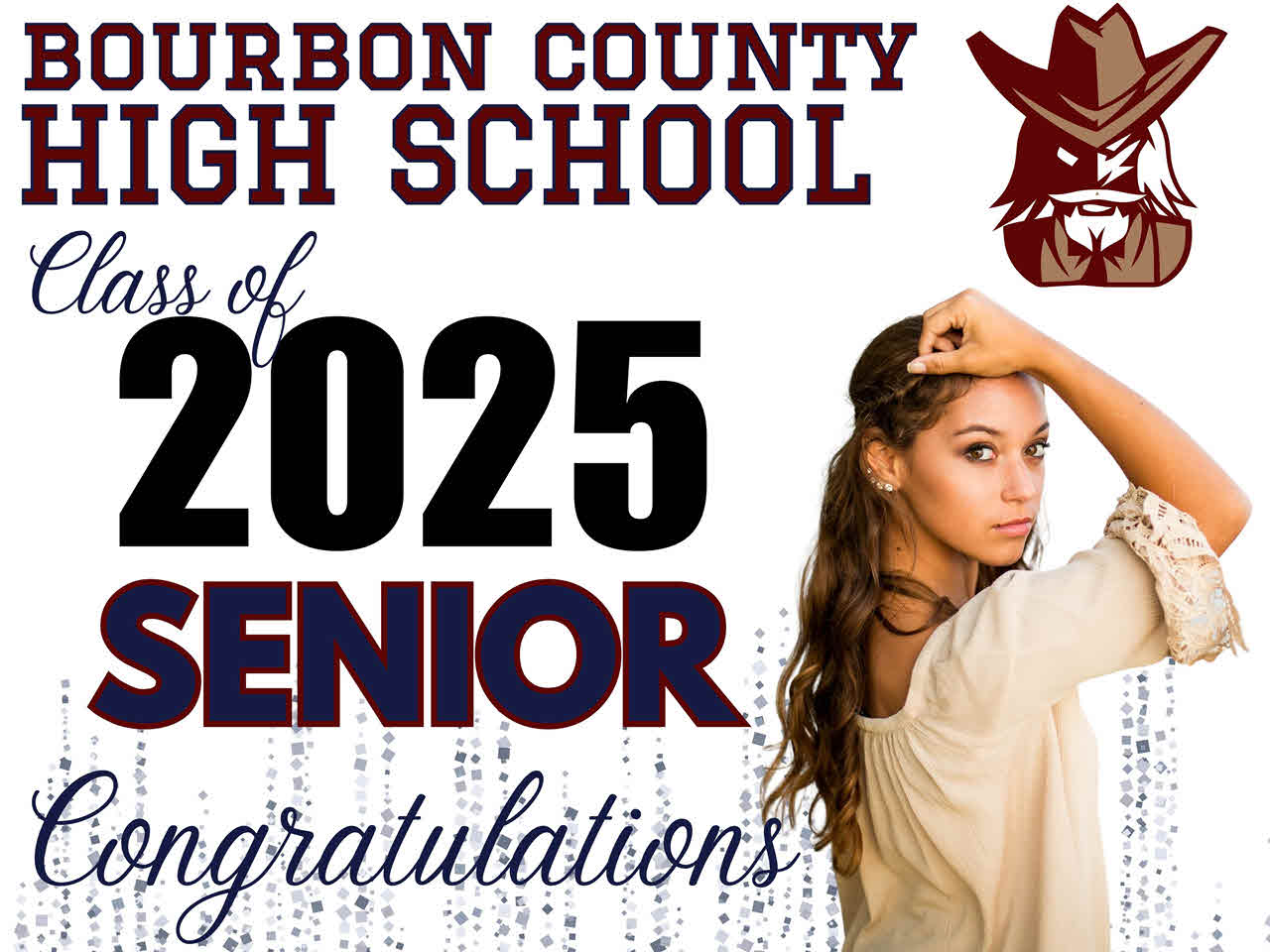 Bourbon County High School Class of 2025 Senior Yard Sign Option 1