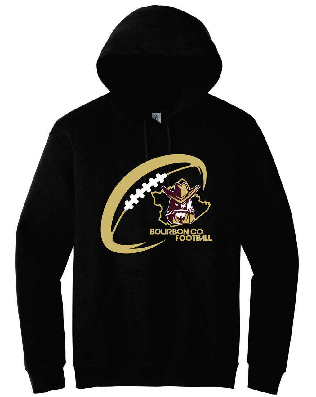 Bourbon County Football Hoodie Outline Colonel