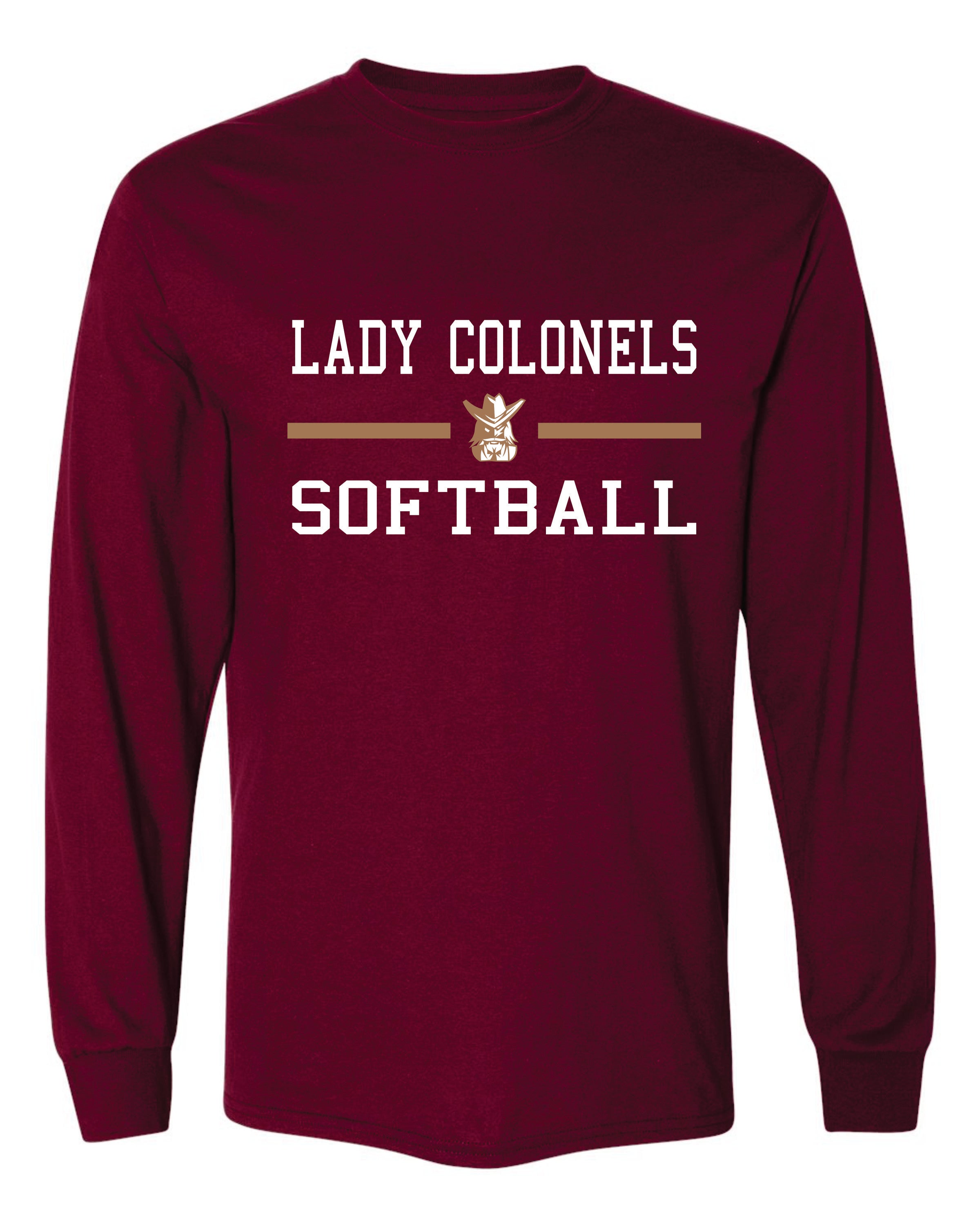 Bourbon County Lady Colonels Softball Maroon Long Sleeve T-Shirt