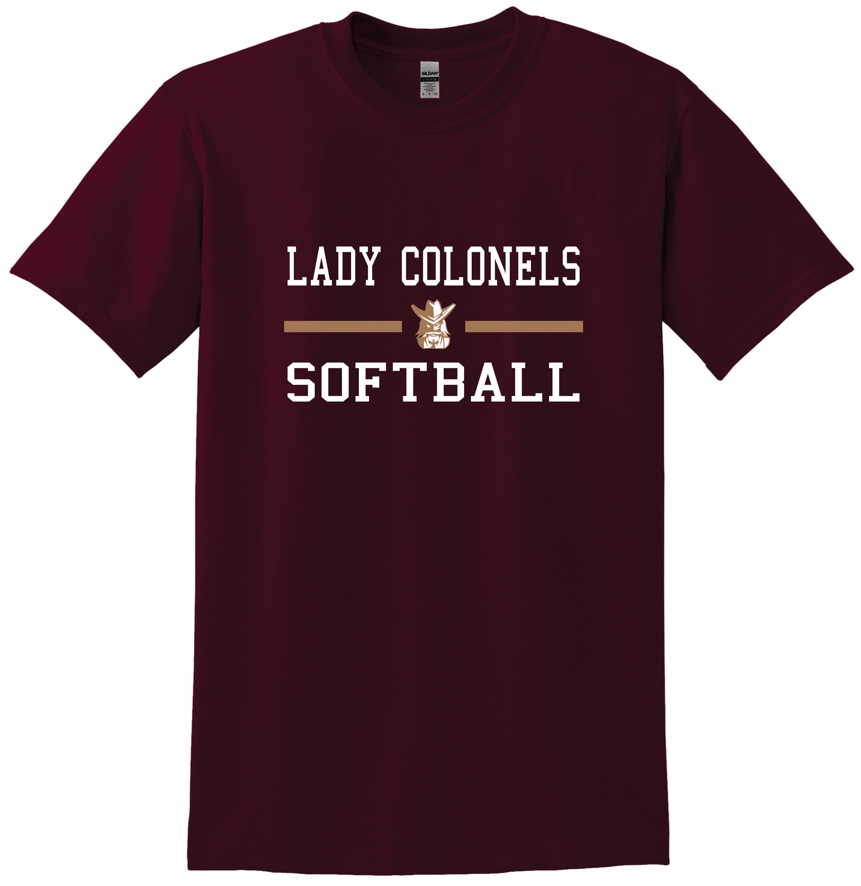 Bourbon County Lady Colonels Softball Maroon Short Sleeve T-Shirt