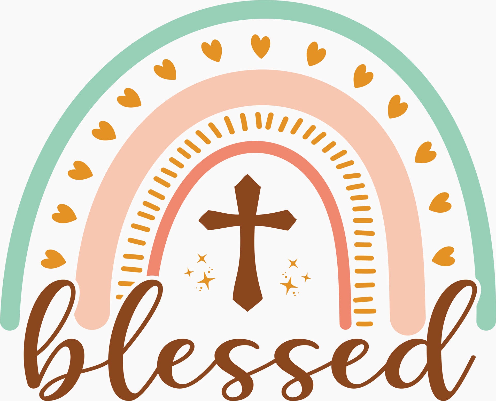 Blessed with Cross and Heart Rainbow - Easter DTF