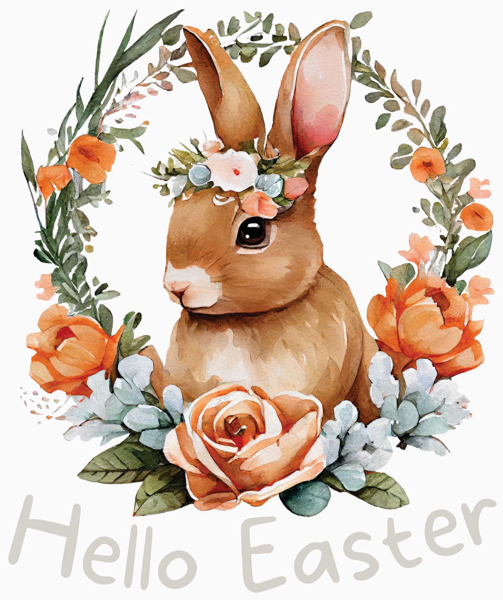 Bunny with Rosy Wreath - Easter DTF