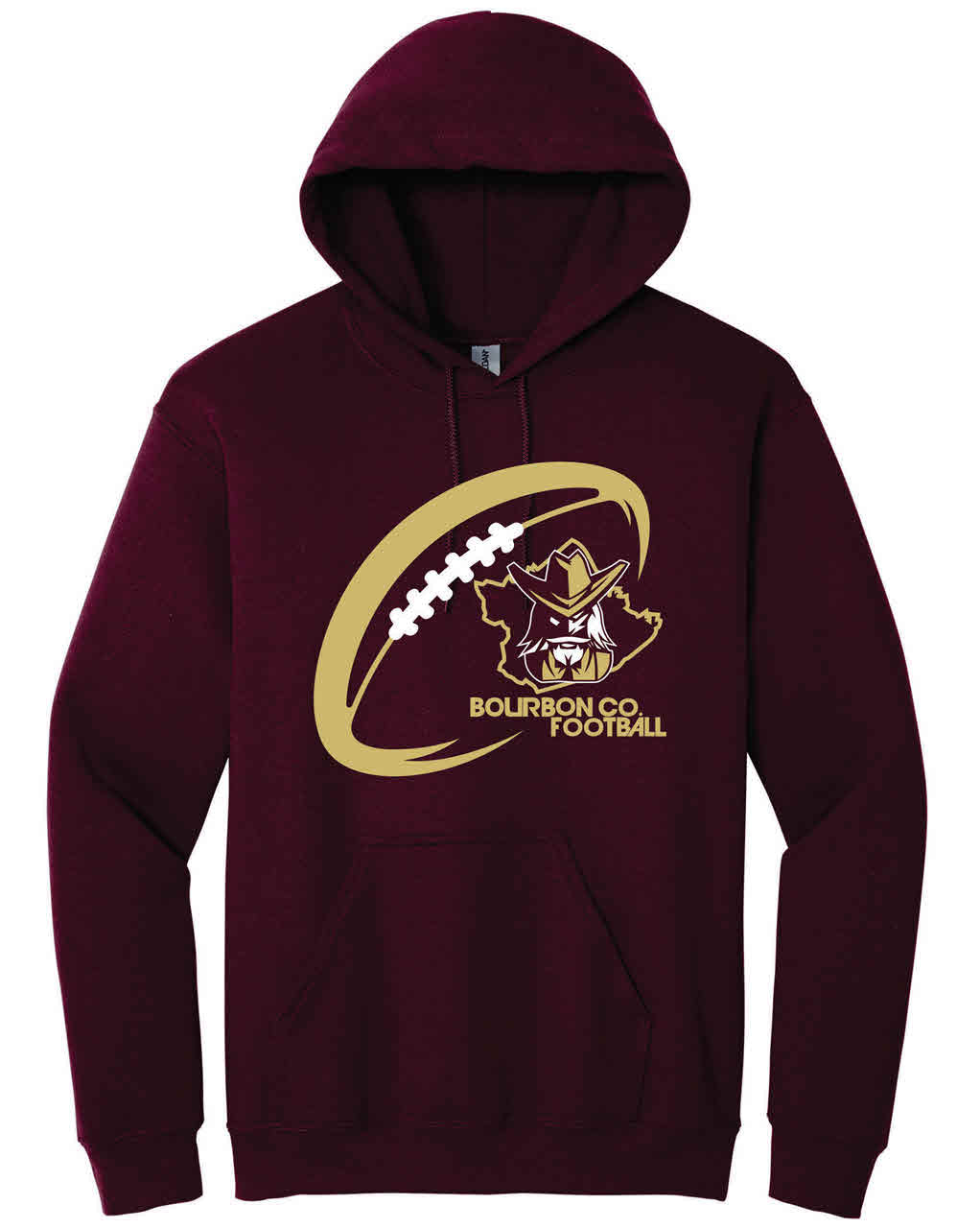 Bourbon County Football Hoodie Outline Colonel