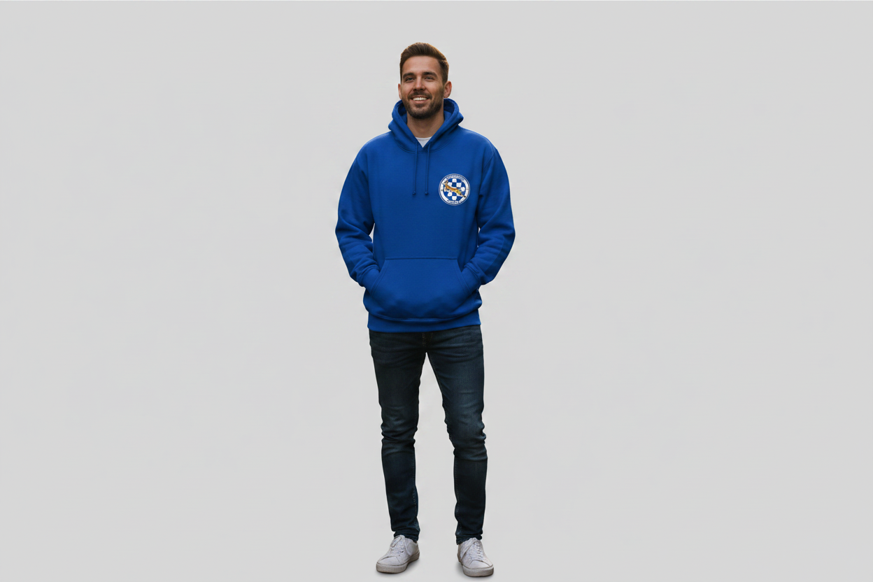 Royal blue hoodie with Springboks Paris KY left chest logo