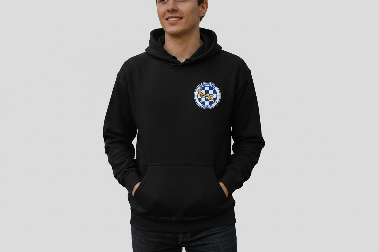 Black hoodie with Springboks Paris KY left chest logo